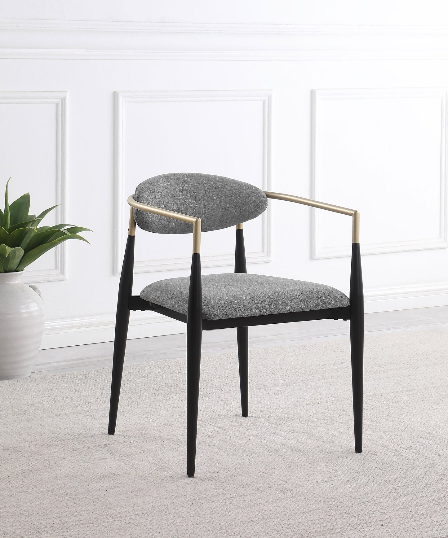 Alexis Fabric Upholstered Dining Arm Chair Beige (Set of 2)