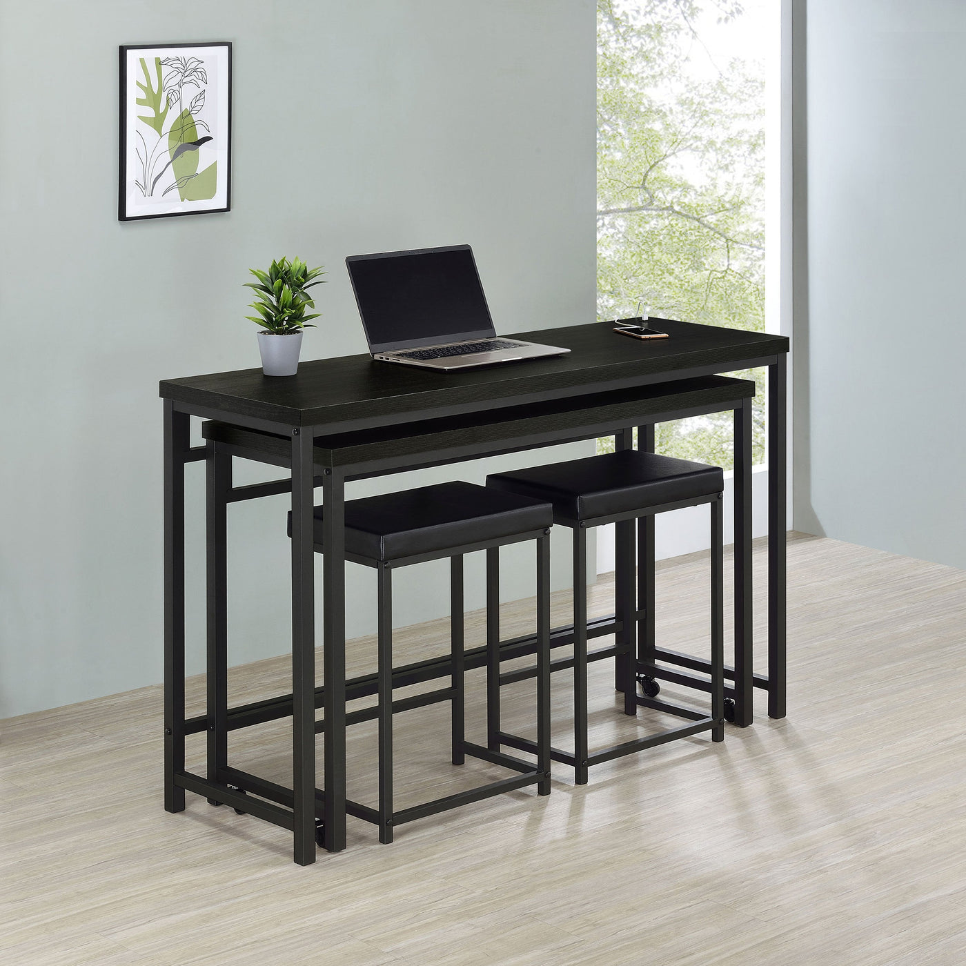 Juego de mesa multiusos Hawes de altura de mostrador, color negro