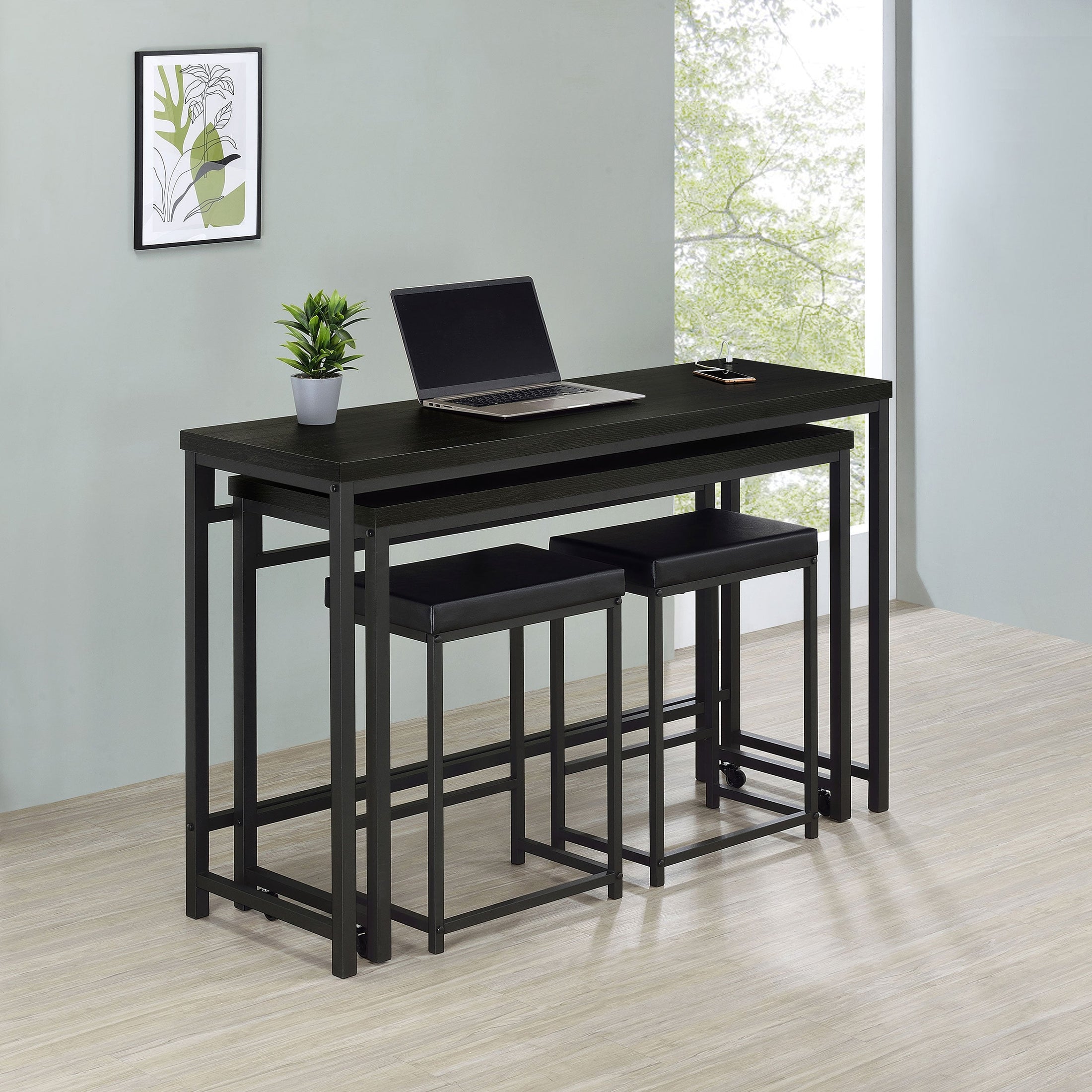 Juego de mesa multiusos Hawes de altura de mostrador, color negro