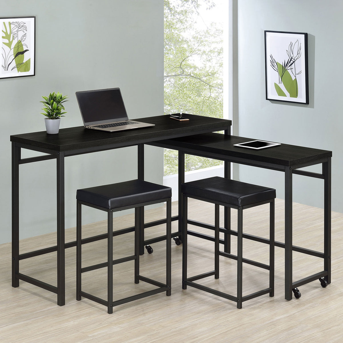Juego de mesa multiusos Hawes de altura de mostrador, color negro