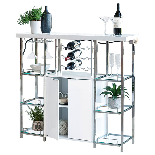 Mueble bar para vinos Gallimore de 2 puertas, blanco brillante