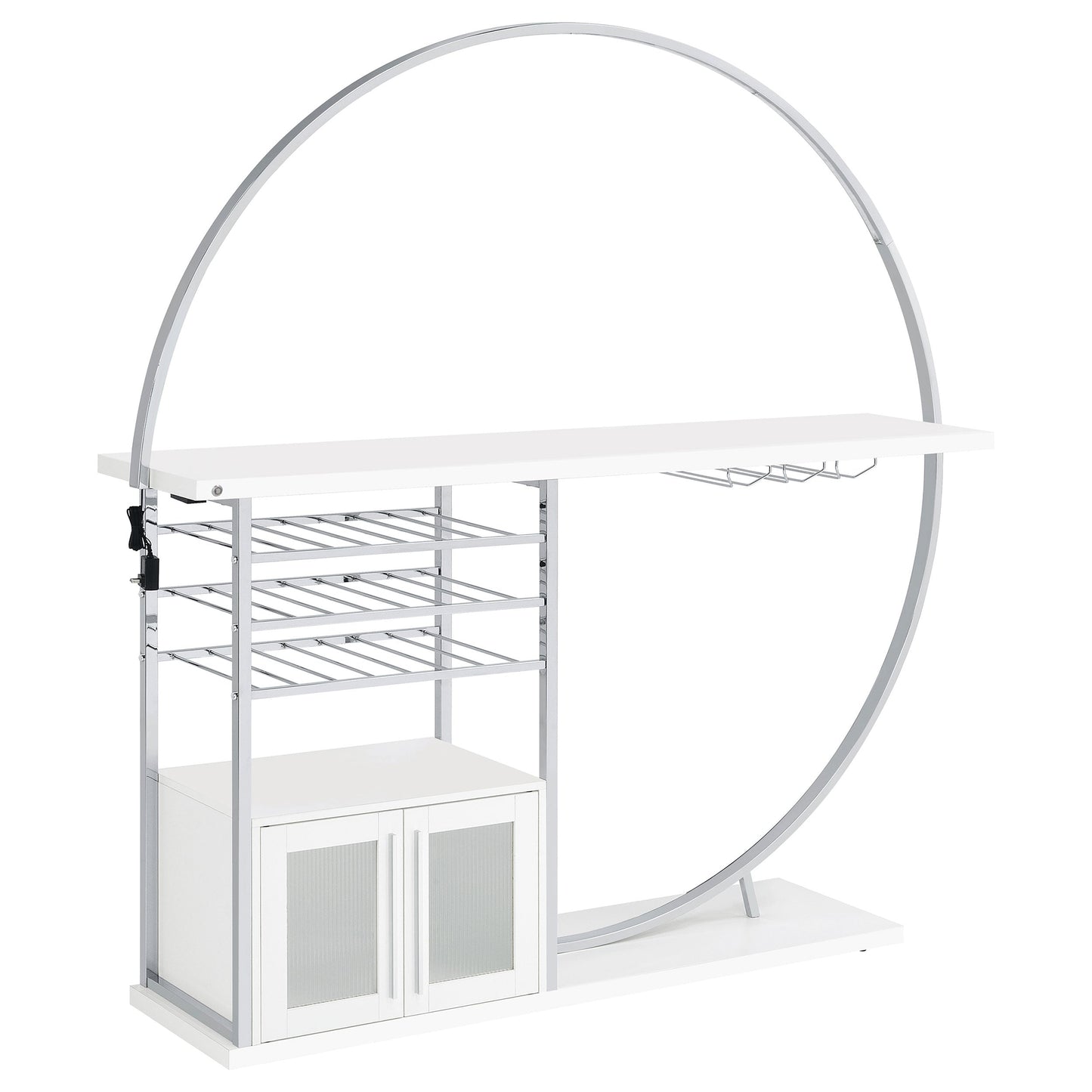 Mueble bar circular LED de 2 puertas Risley para el hogar, blanco de alto brillo