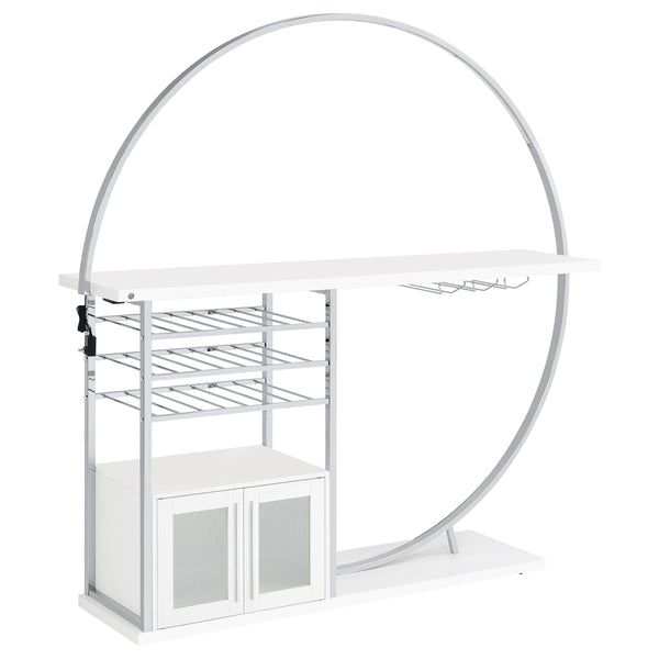 Mueble bar circular LED de 2 puertas Risley para el hogar, blanco de alto brillo