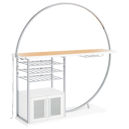 Mueble bar circular LED de 2 puertas Risley para el hogar, blanco de alto brillo