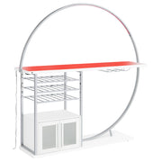 Mueble bar circular LED de 2 puertas Risley para el hogar, blanco de alto brillo