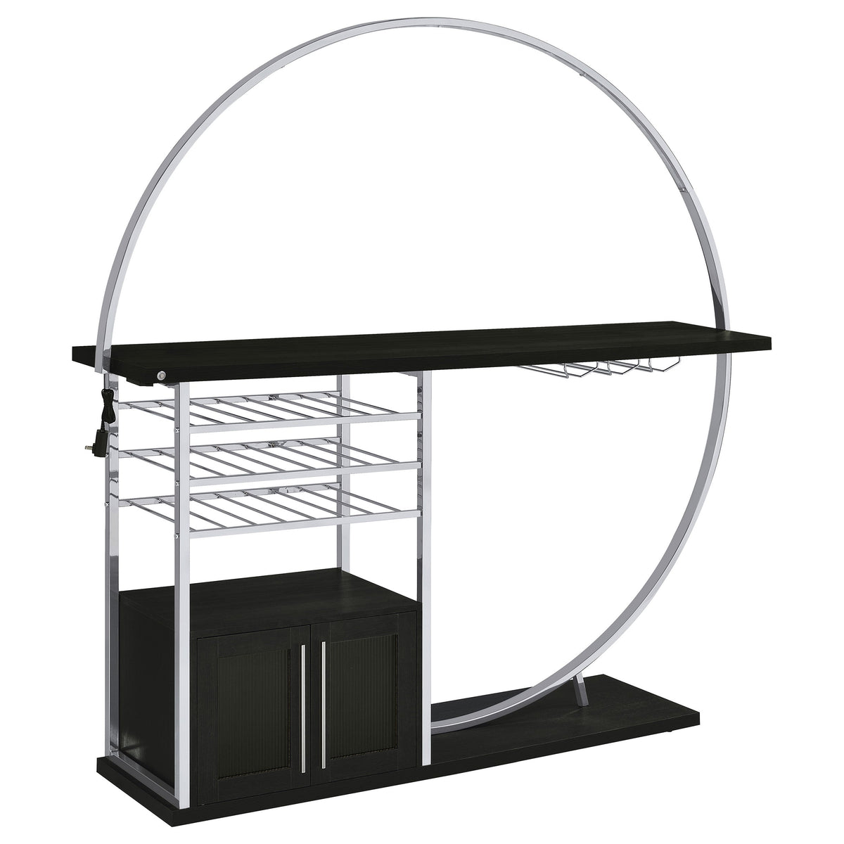 Risley 2-door Circular LED Home Bar Cabinet White High Gloss