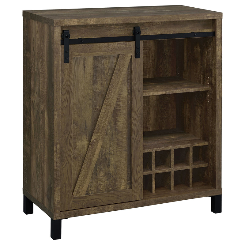 Armario para vinos Arlington con puertas corredizas, roble rústico