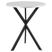 Mesa de bar bistró redonda Kenzo de 32 pulgadas de acero galvanizado, color plateado