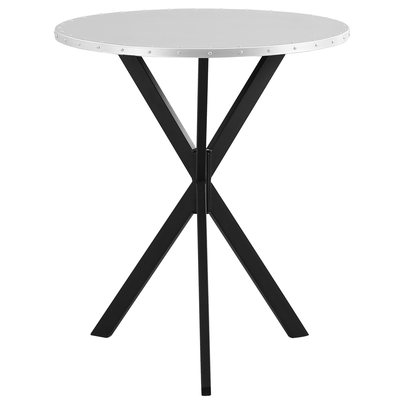 Mesa de bar bistró redonda Kenzo de 32 pulgadas de acero galvanizado, color plateado