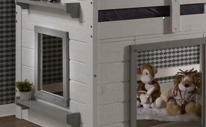Sweet Dreams Rustic White Low Loft with 3 Drawer Chest
