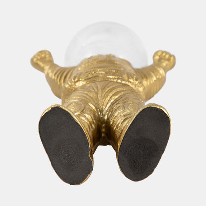 Metal, 9" Astronaut W Crystal Orb Head, Gold/clea