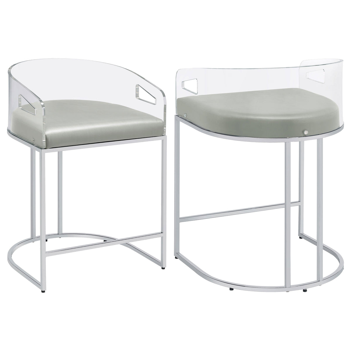 Silla de bar de acrílico transparente Thermosolis cromada (juego de 2)