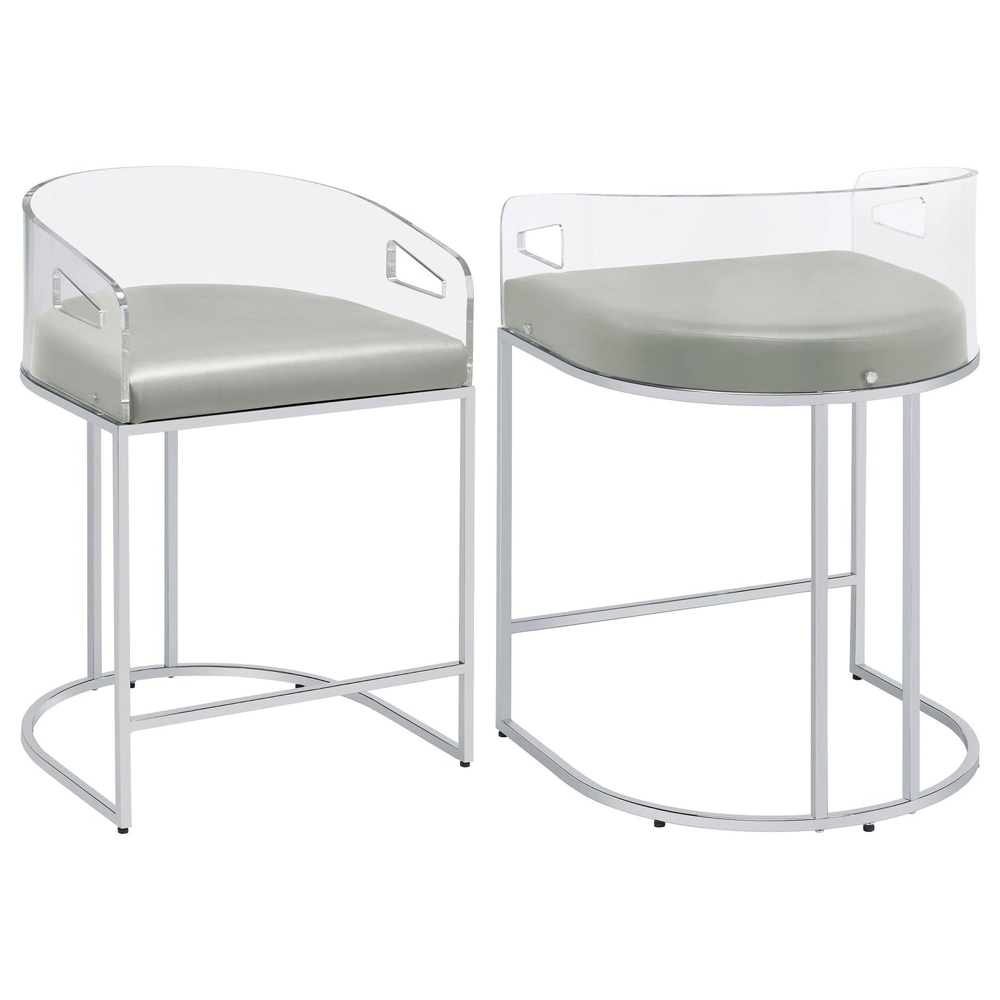 Thermosolis Clear Acrylic Bar Chair Chrome (Set of 2)