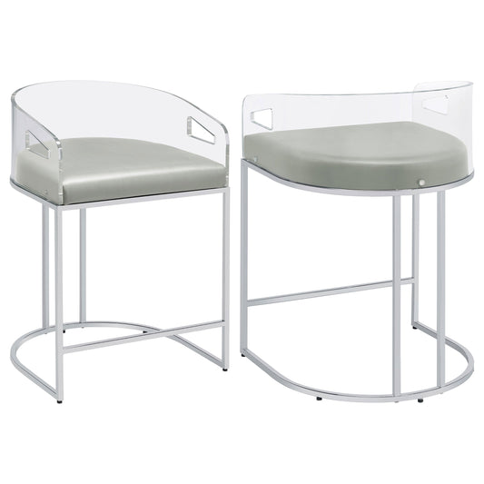 Thermosolis Clear Acrylic Bar Chair Chrome (Set of 2)
