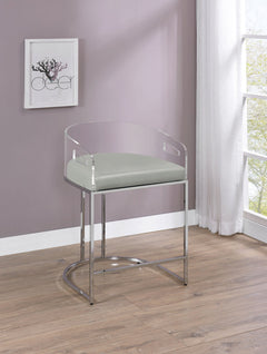 Silla de bar de acrílico transparente Thermosolis cromada (juego de 2)