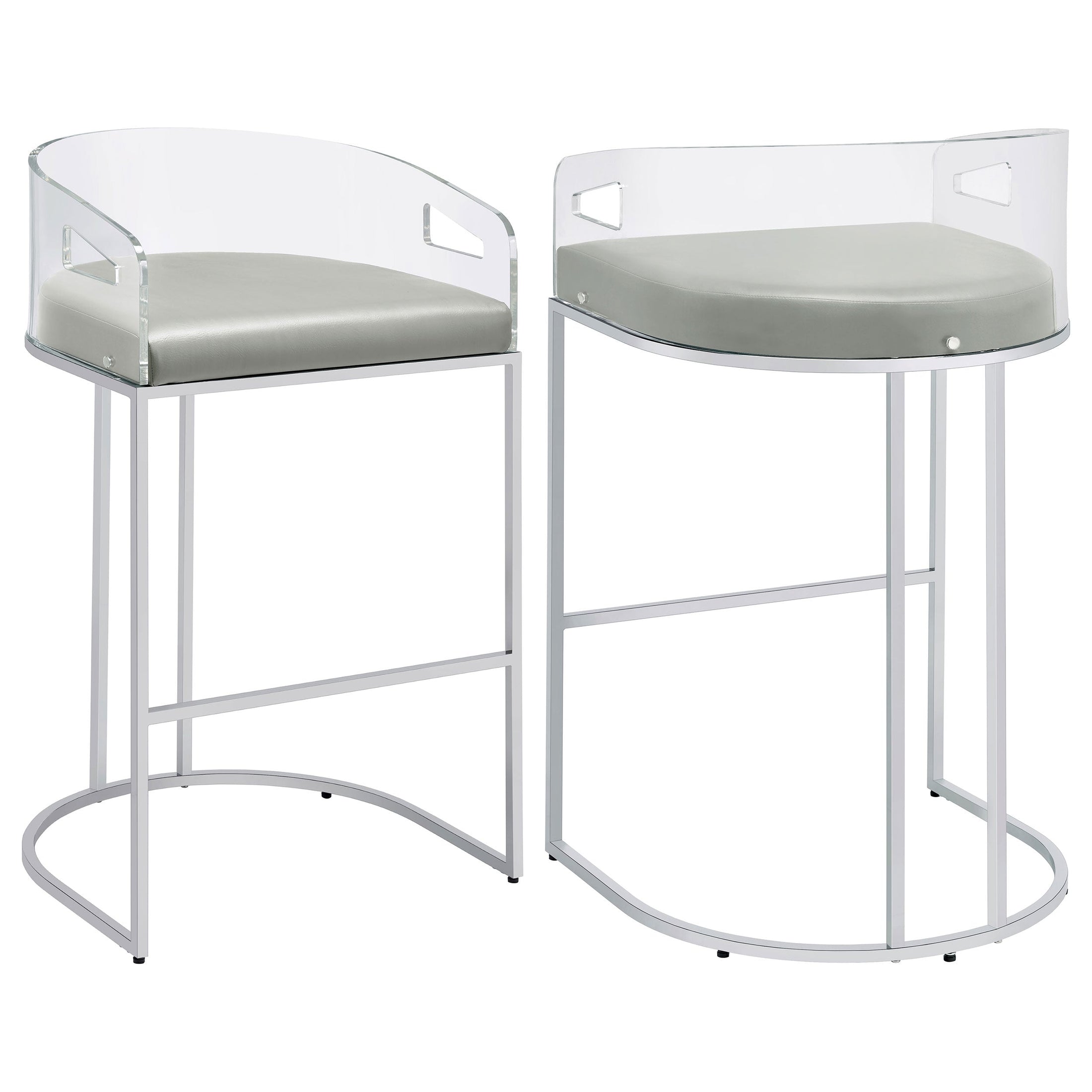 Silla de bar de acrílico transparente Thermosolis cromada (juego de 2)