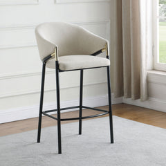 Silla de bar Chadwick tapizada en tela beige (juego de 2)