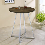 Mesa de bar de bistró redonda Burkhart de 35 pulgadas de altura, roble marrón