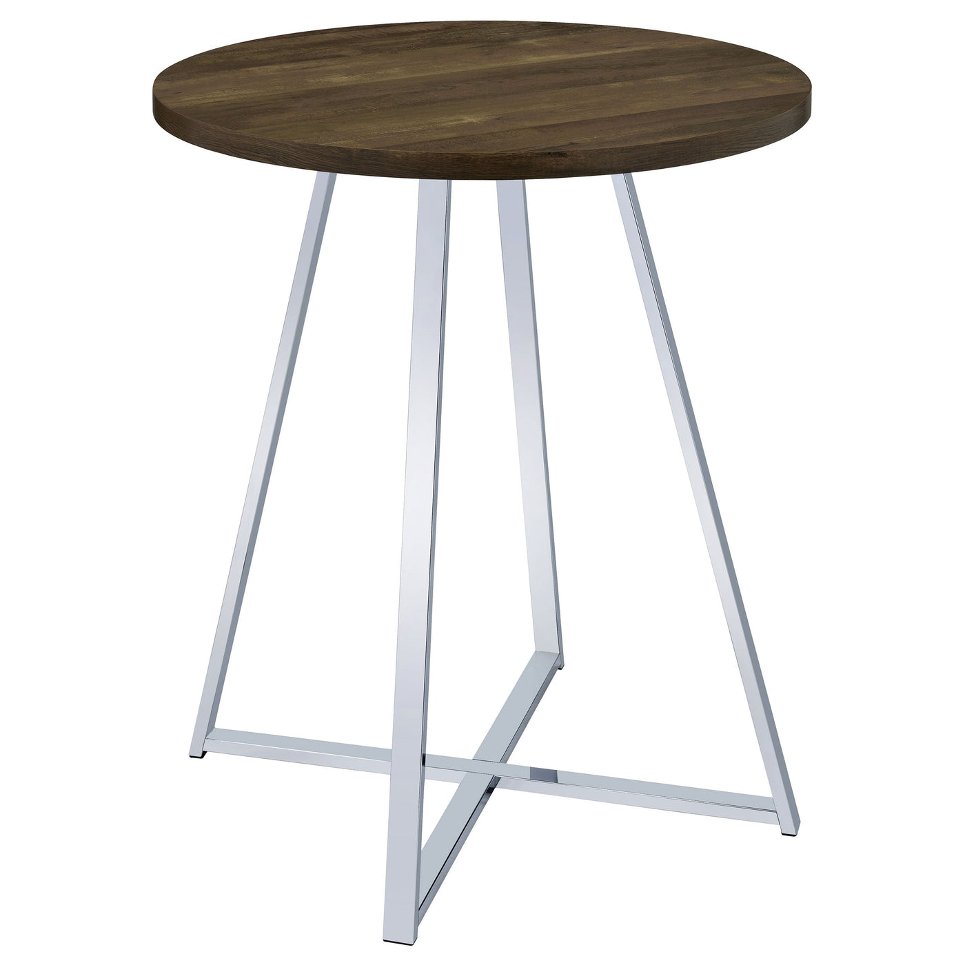 Mesa de bar de bistró redonda Burkhart de 35 pulgadas de altura, roble marrón