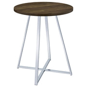 Mesa de bar de bistró redonda Burkhart de 35 pulgadas de altura, roble marrón