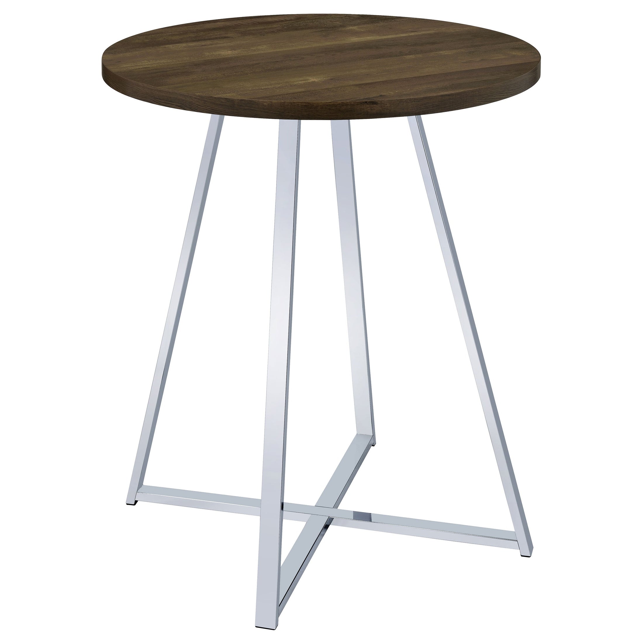 Mesa de bar de bistró redonda Burkhart de 35 pulgadas de altura, roble marrón