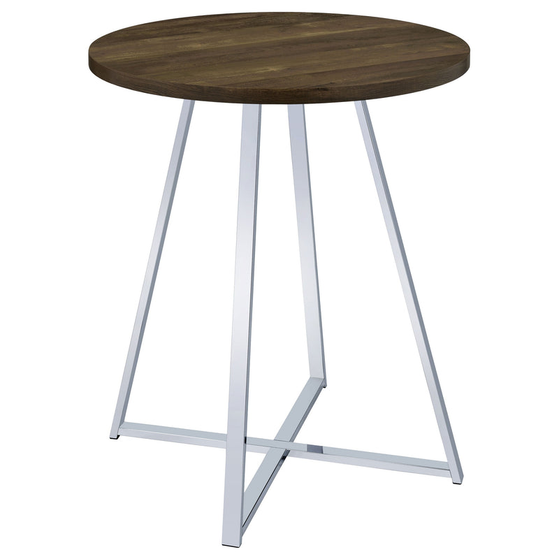 Mesa de bar de bistró redonda Burkhart de 35 pulgadas de altura, roble marrón