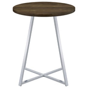 Mesa de bar de bistró redonda Burkhart de 35 pulgadas de altura, roble marrón