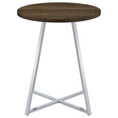 Mesa de bar de bistró redonda Burkhart de 35 pulgadas de altura, roble marrón
