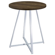 Mesa de bar de bistró redonda Burkhart de 35 pulgadas de altura, roble marrón