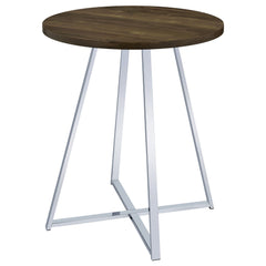 Mesa de bar de bistró redonda Burkhart de 35 pulgadas de altura, roble marrón