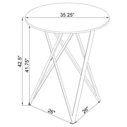 Mesa de bar de bistró redonda Bexter de 35 pulgadas con imitación de mármol, cromada