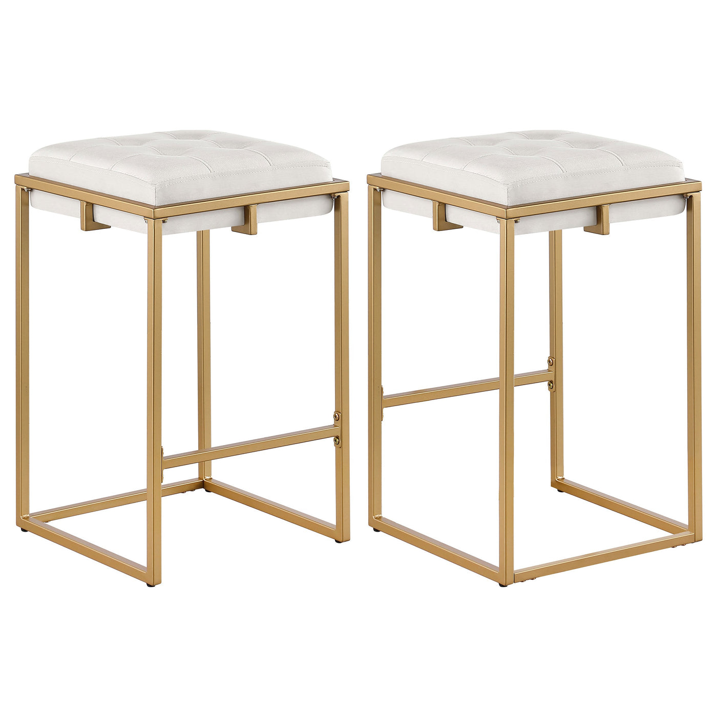 Taburete de bar Nadia tapizado sin respaldo beige (juego de 2)