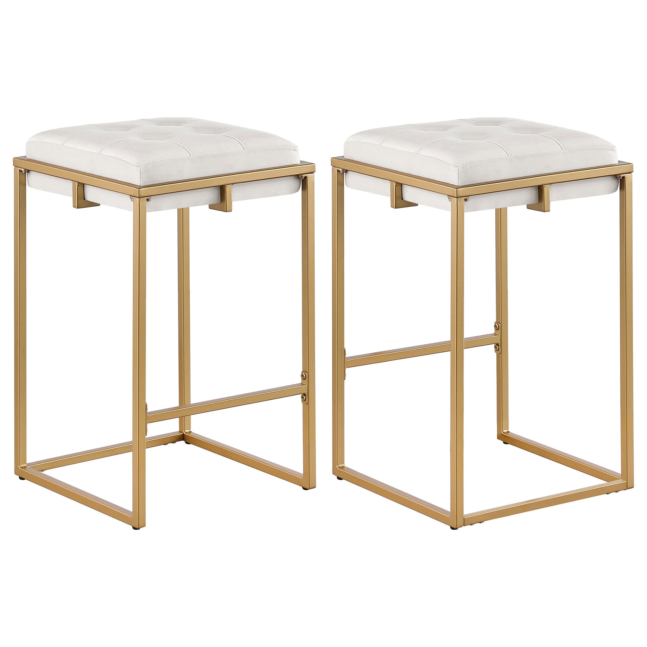 Taburete de bar Nadia tapizado sin respaldo beige (juego de 2)