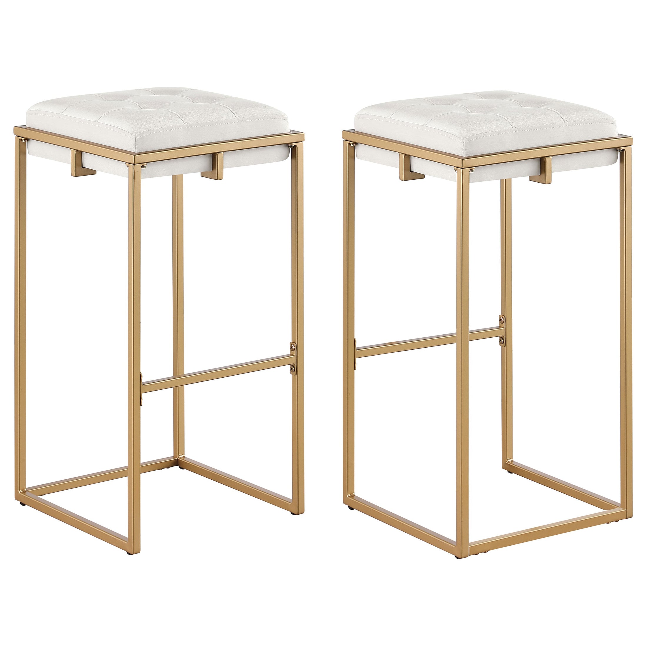 Taburete de bar Nadia tapizado sin respaldo beige (juego de 2)