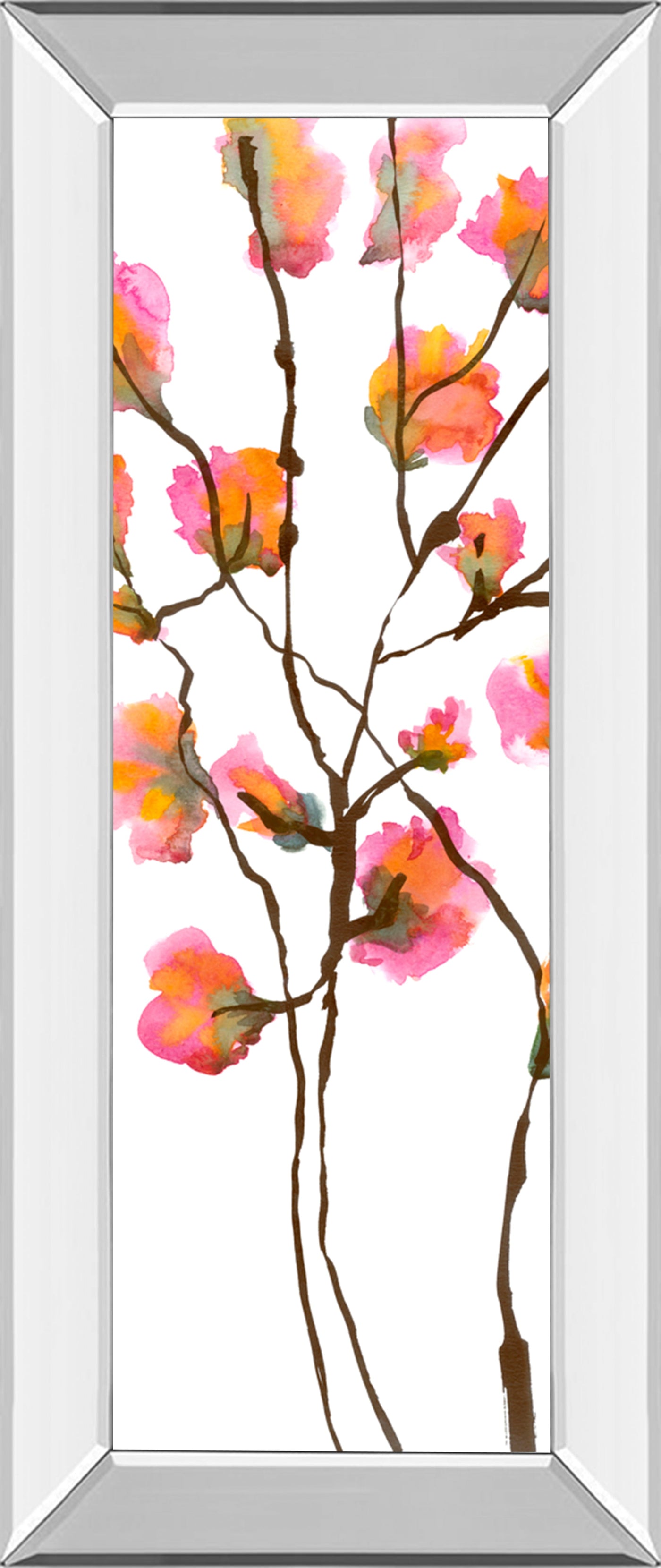 Mirrored Frame Inky Blossoms I By Deborah Velasquez