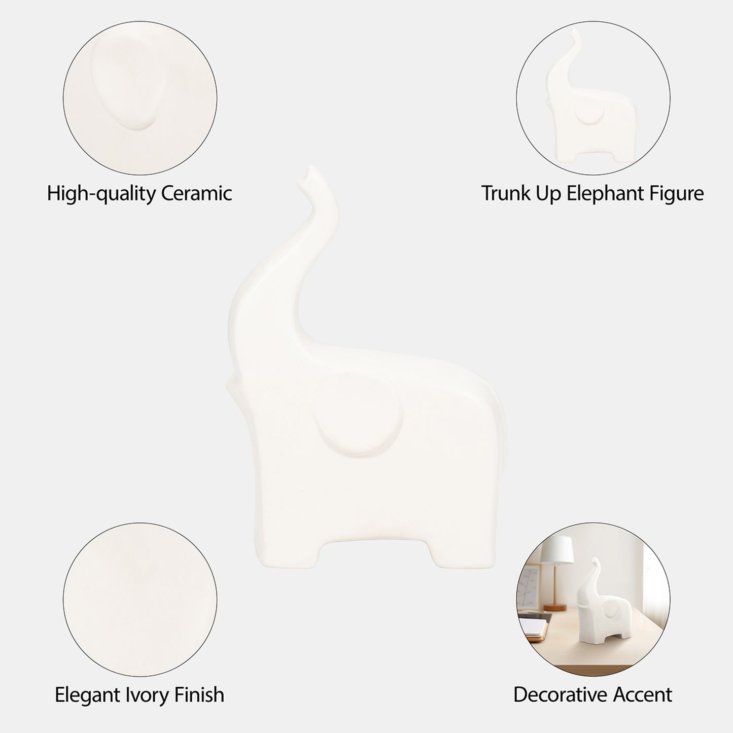 Cer, 7" Trunk Up Elephant, Cotton