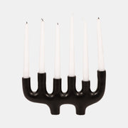 Candelabro de metal de 13" y 6 conos, color negro