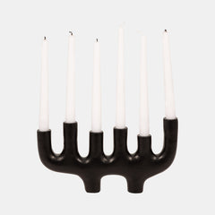 Candelabro de metal de 13" y 6 conos, color negro