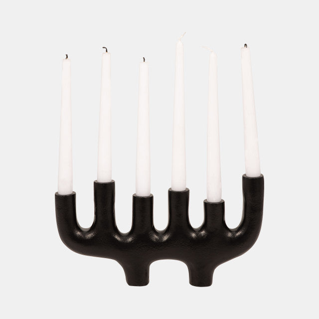 Candelabro de metal de 13" y 6 conos, color negro