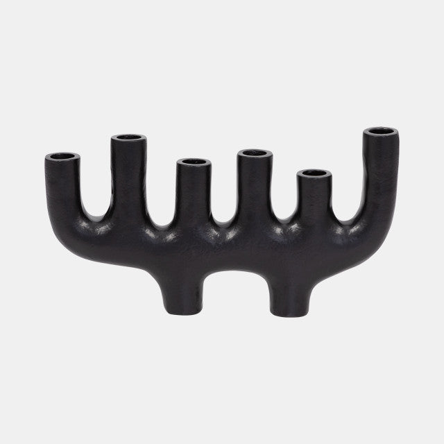 Candelabro de metal de 13" y 6 conos, color negro