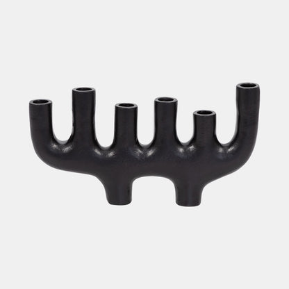 Candelabro de metal de 13" y 6 conos, color negro