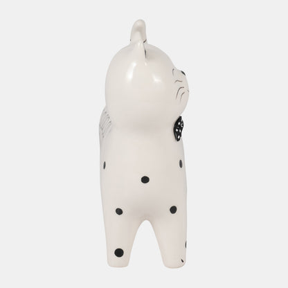 8" Ceramic Swirls Cat – White