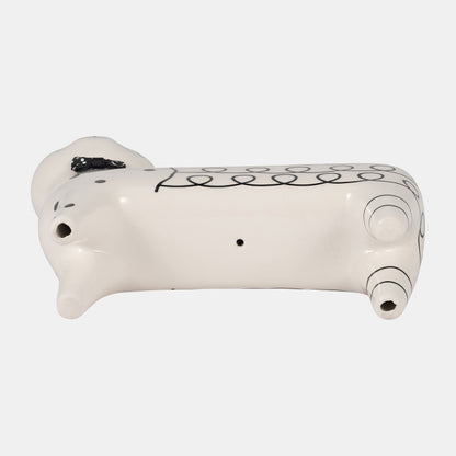 8" Ceramic Swirls Cat – White