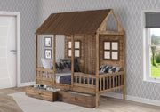 Front Porch Country Low Loft Bed with Dual Underbed Drawers