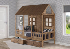 Front Porch Country Low Loft Bed with Dual Underbed Drawers