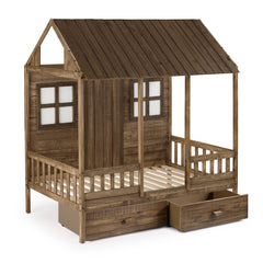 Front Porch Country Low Loft Bed with Dual Underbed Drawers