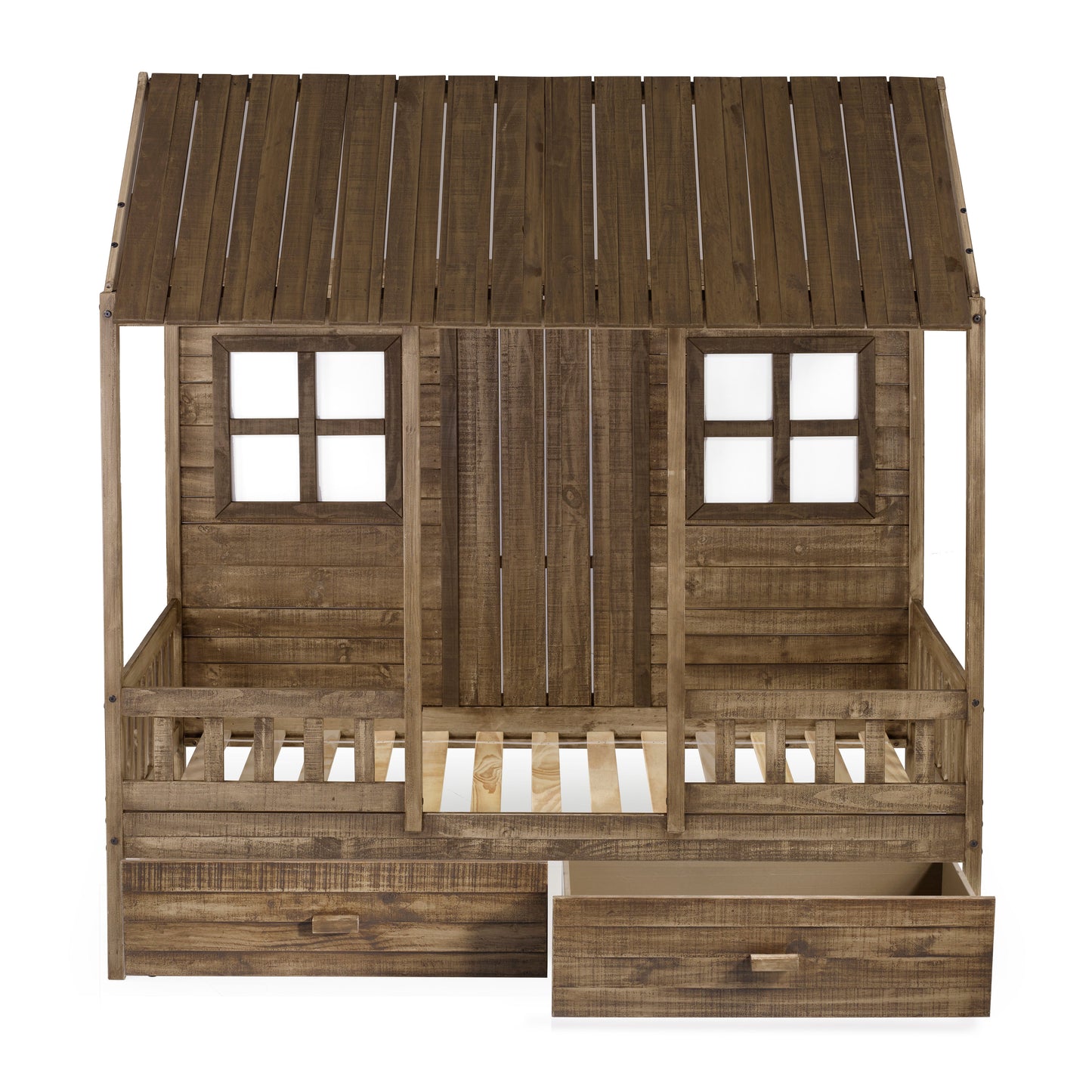 Front Porch Country Low Loft Bed with Dual Underbed Drawers