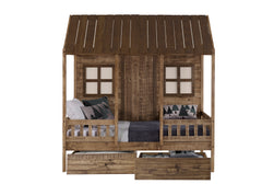 Front Porch Country Low Loft Bed with Dual Underbed Drawers
