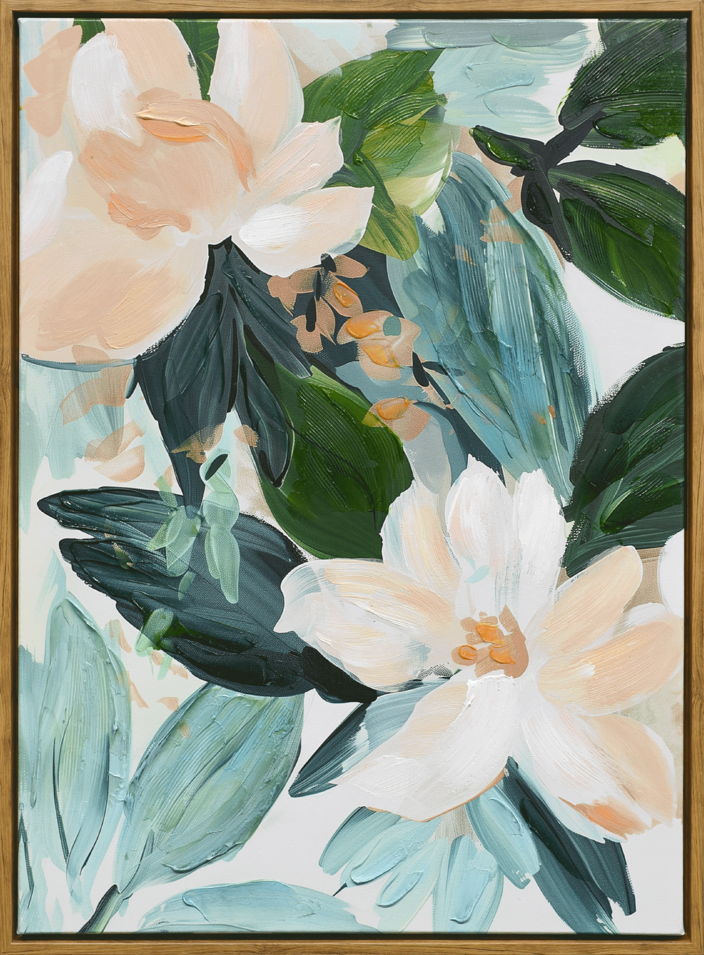 Floral Serenity I Hand-embellished Canvas in Frame
