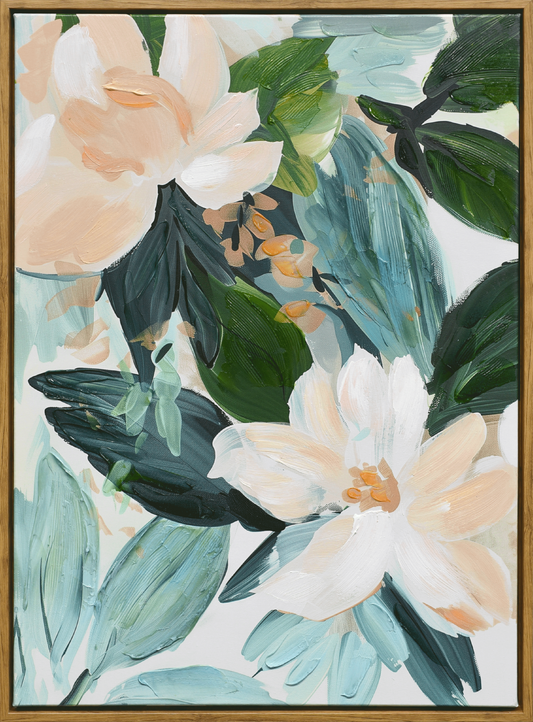 Floral Serenity I Hand-embellished Canvas in Frame